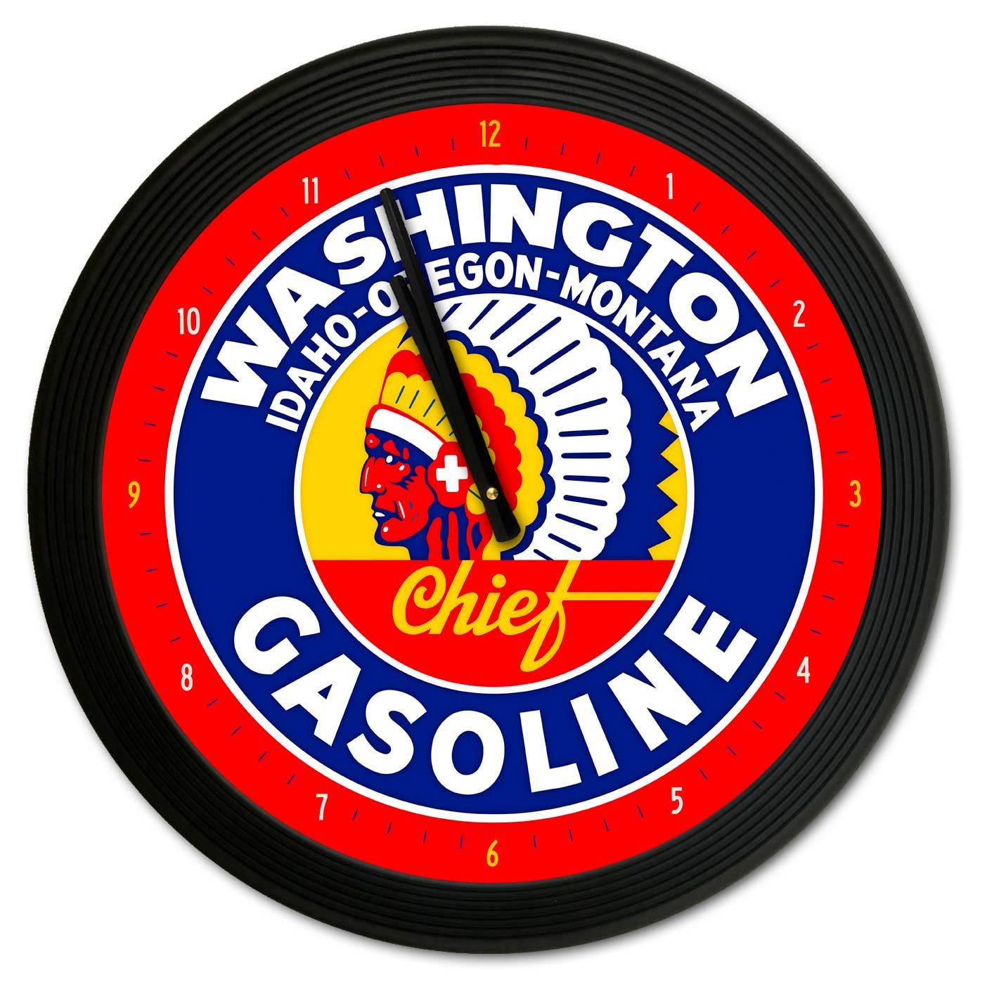 18" Washington Chief Gasoline Garage Clock