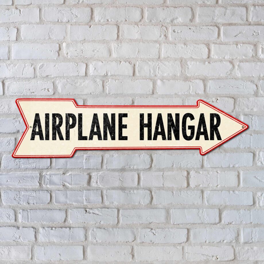 Arrow Shape Airplane Hangar Vintage Sign