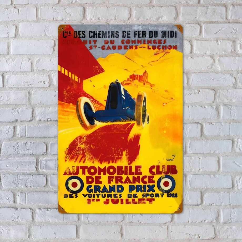 France Grand Prix Vintage Sign De Voitures De Sport 1928