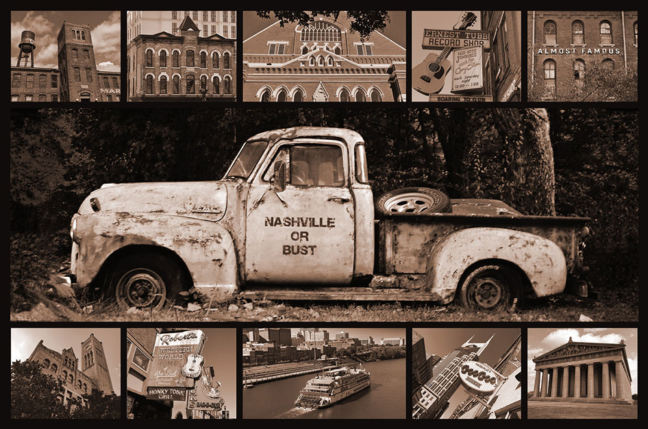 Nashville or Bust Truck Vintage Sign