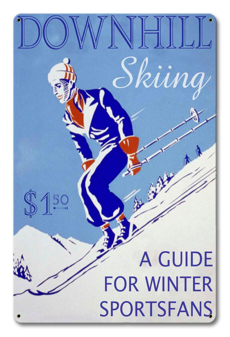 Downhill Skiing Guide Vintage Sign