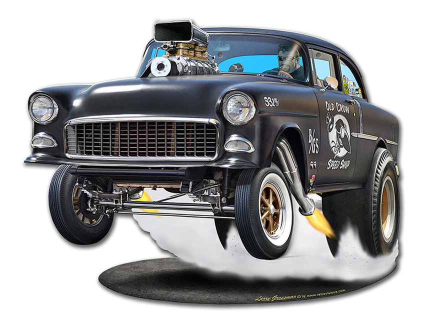 1955 Chevy Gasser Cut-out Vintage Sign