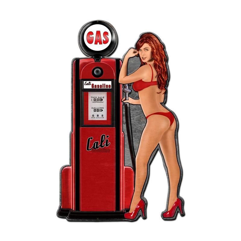 Cali Gas Pump Girl Vintage Sign