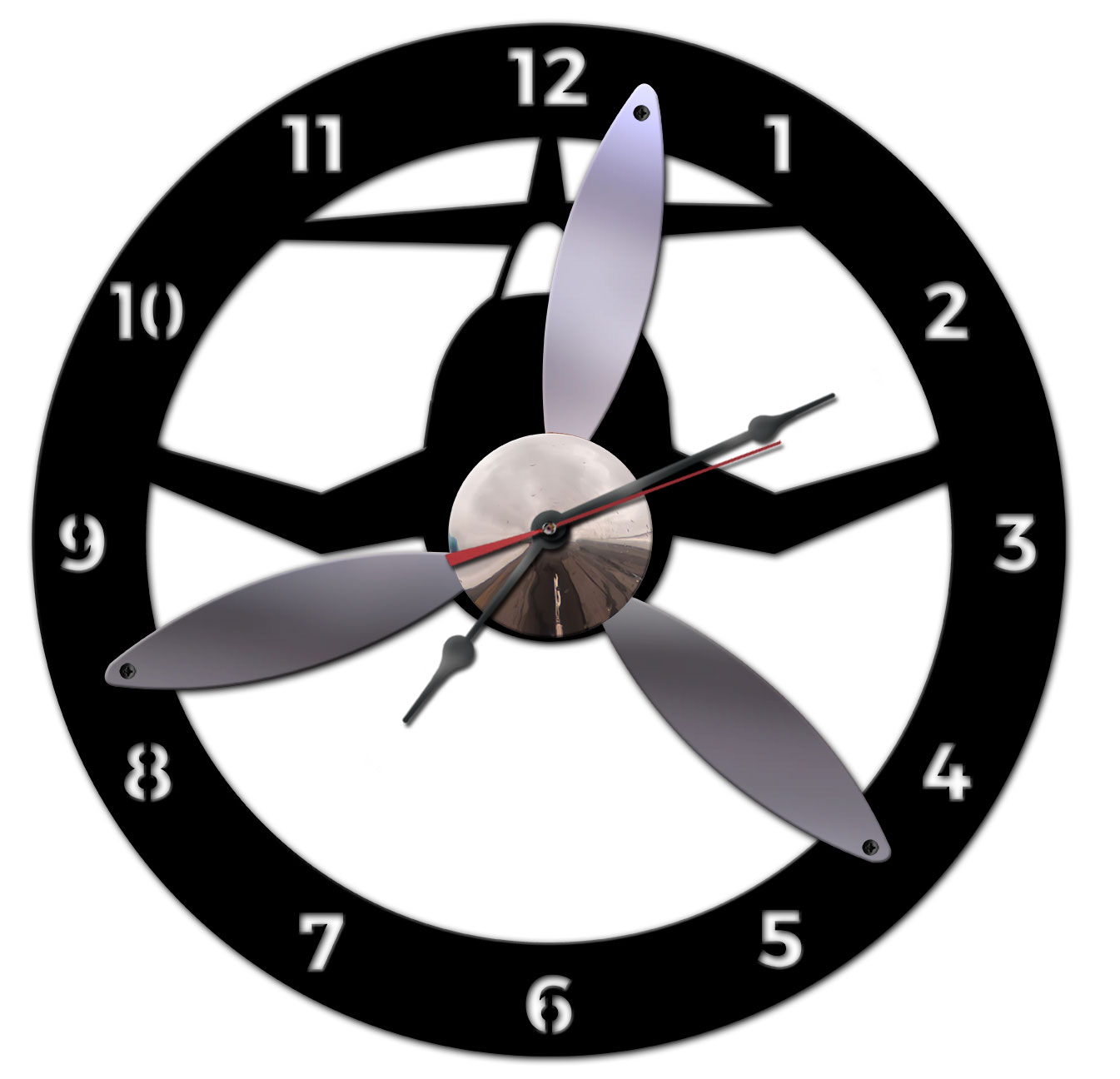 3D Silver Propeller Clock  Vintage Sign