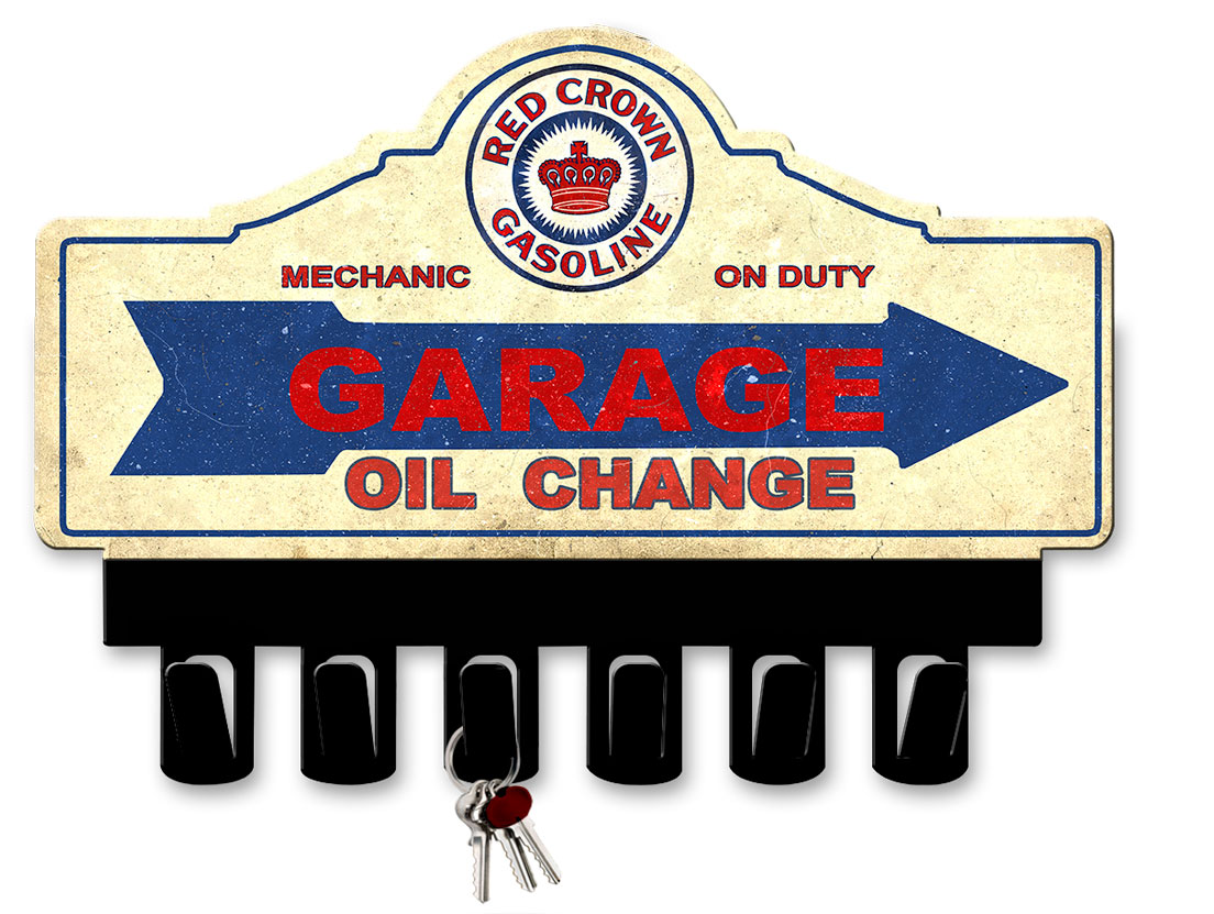 Red Crown Gasoline Key Hanger Vintage Sign