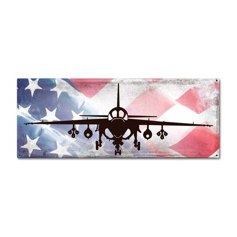 A6 Intruder Fighter Jet Over An American Flag