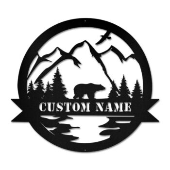 Cutout Alpine Bear Sign Personalized