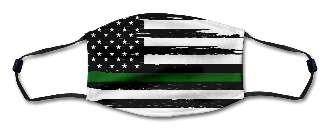 American Flag Green Line Distressed Mask