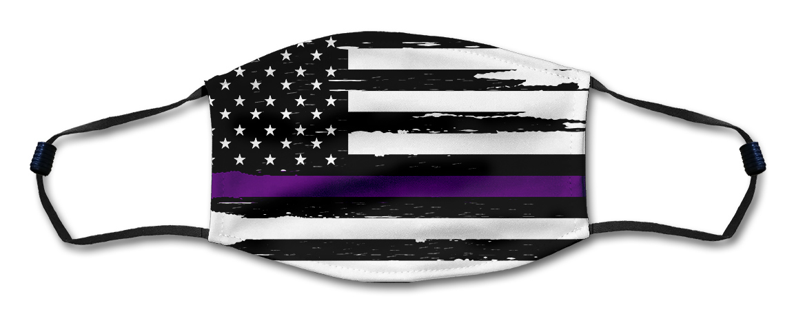 American Flag Purple Line Distressed Mask