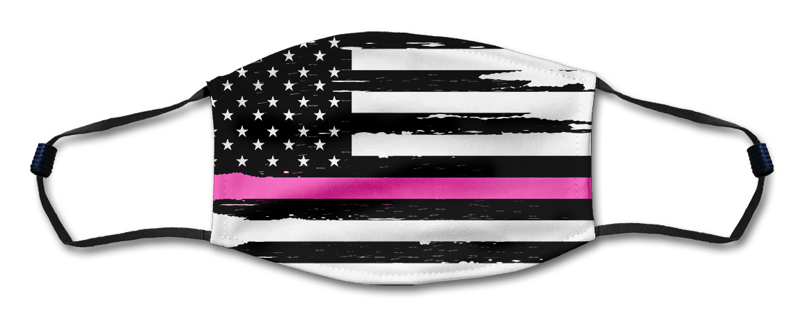 American Flag Pink Line Distressed Mask