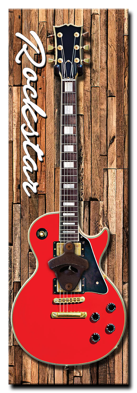 Rockstar Guitar Bottle Opener Vintage Sign