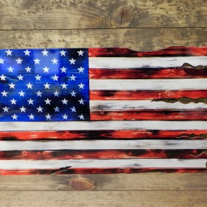 American Flag Distressed Wood Look Steel Sign