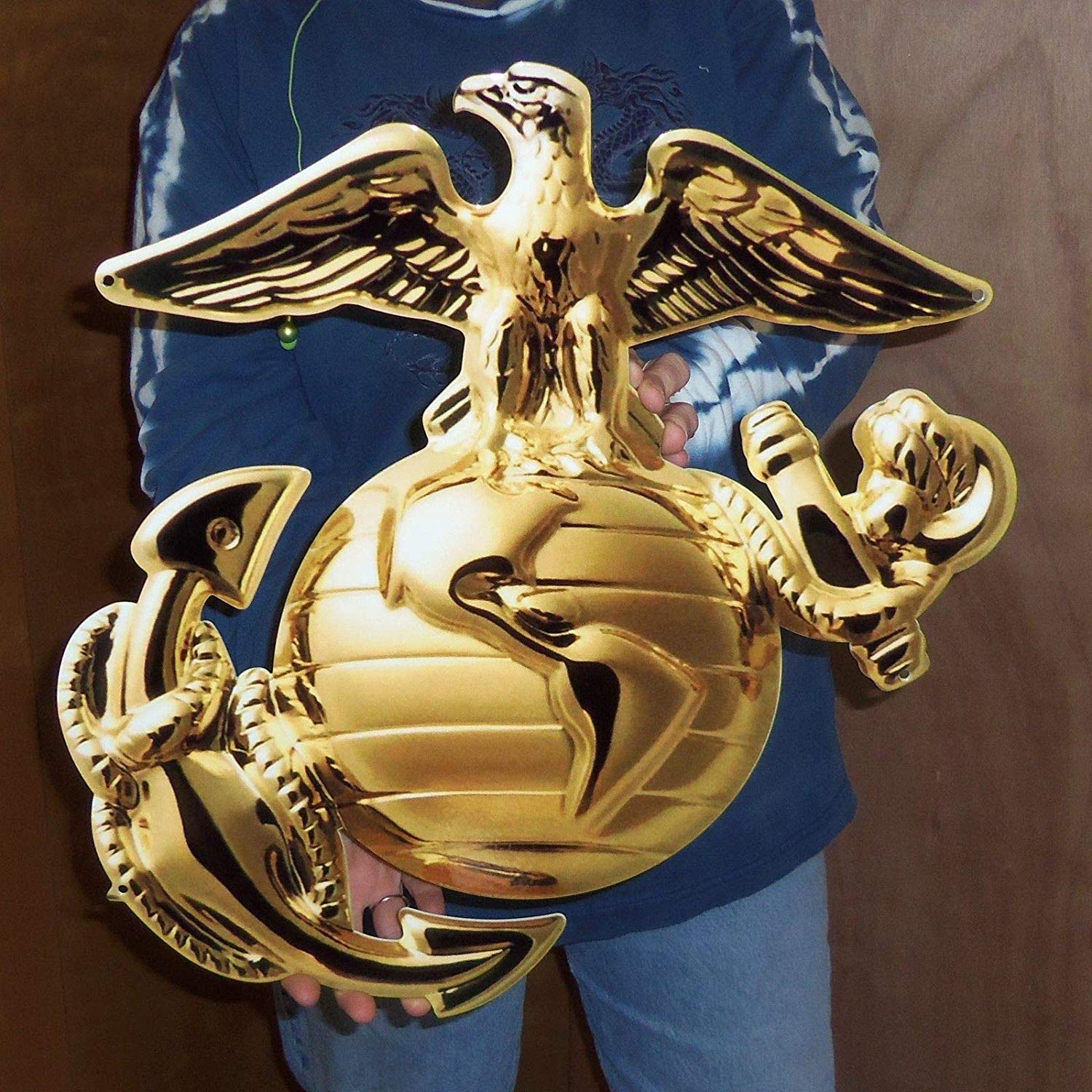 USMC Enlisted Gold Globe and Anchor Steel Sign
