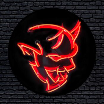 Dodge Demon Neon Sign Over Brick