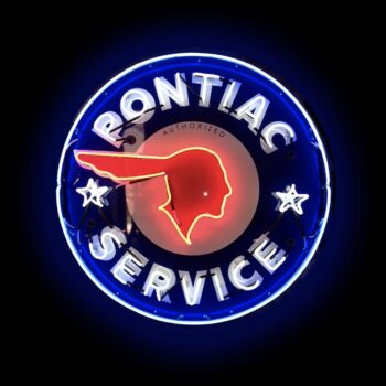 46" Inch Round Pontiac Service Neon Sign