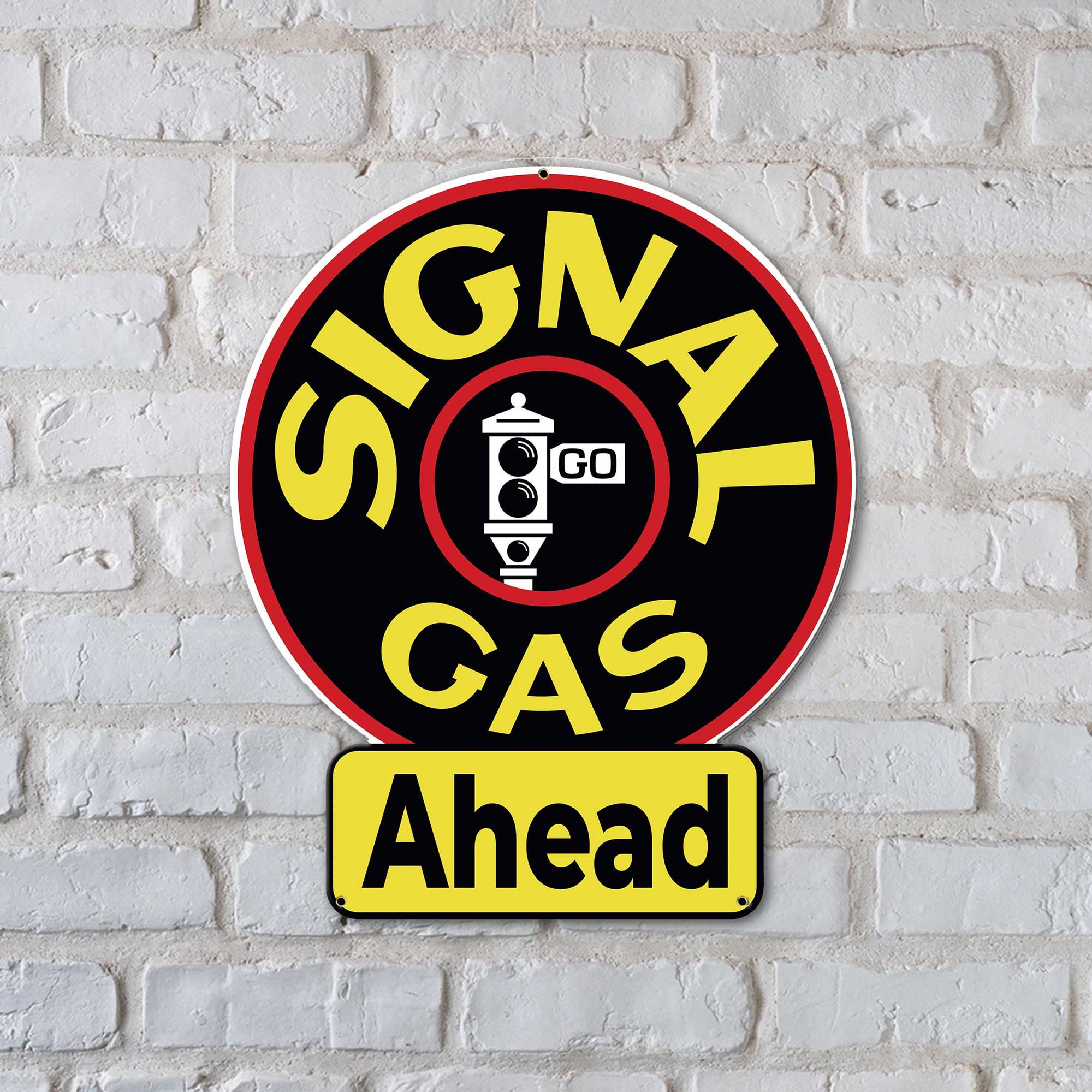 Signal Gasoline "Just Ahead" Sign, Vintage Garage Sign