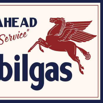 Mobil Gas Friendly Service Ahead Sign