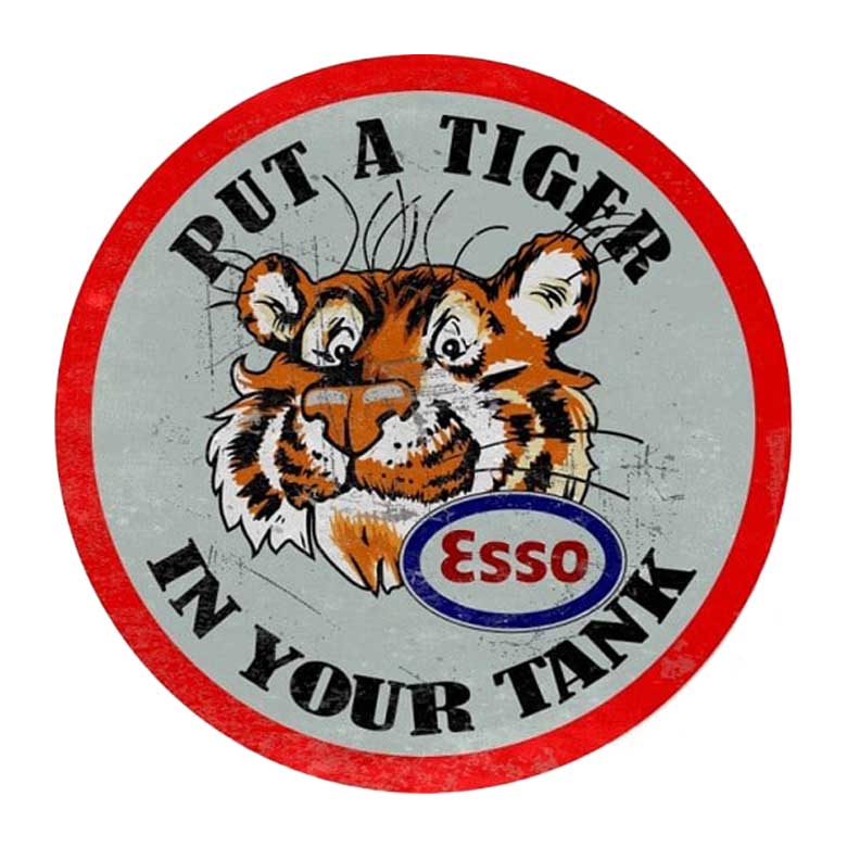 An Icon of Americana Pictured is an old Esso marketing tin with their slogan "Put A Tiger In Your Tank!"